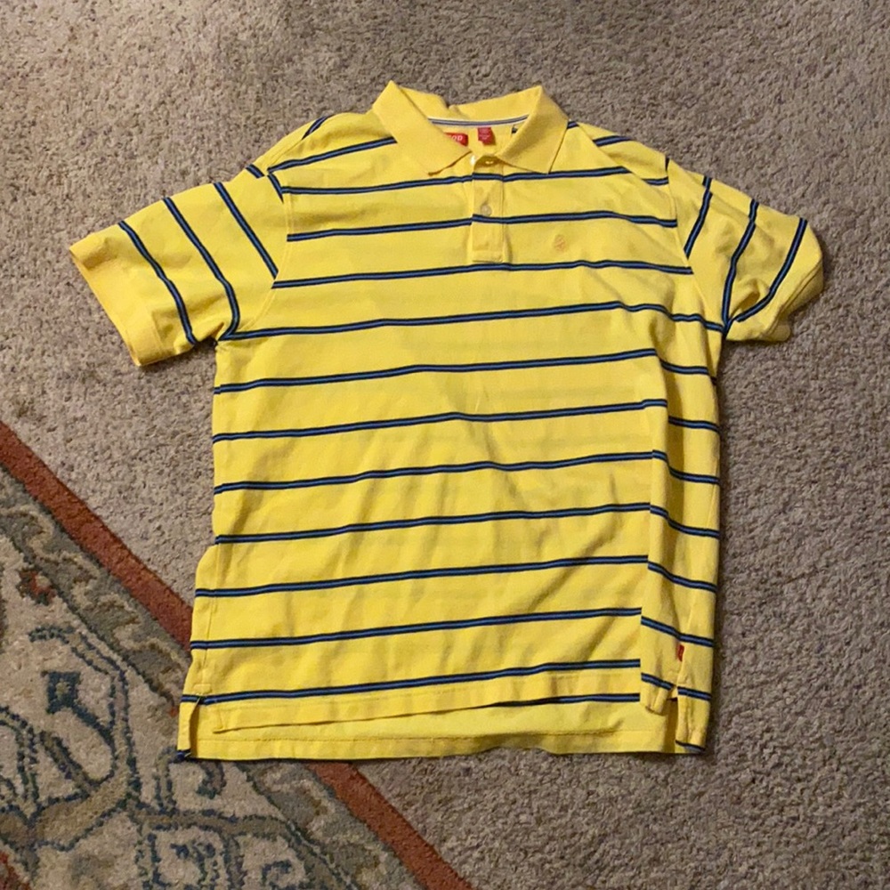 Cool yellow and blue polo.
